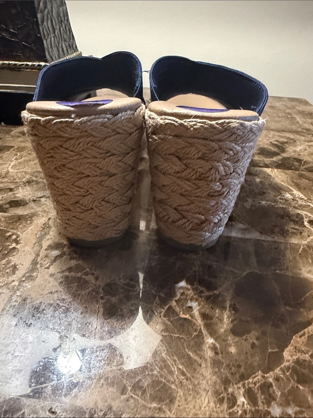 Tommy Bahama Navy Crisscross Espadrille Wedge Sandals - Picture 3 of 6